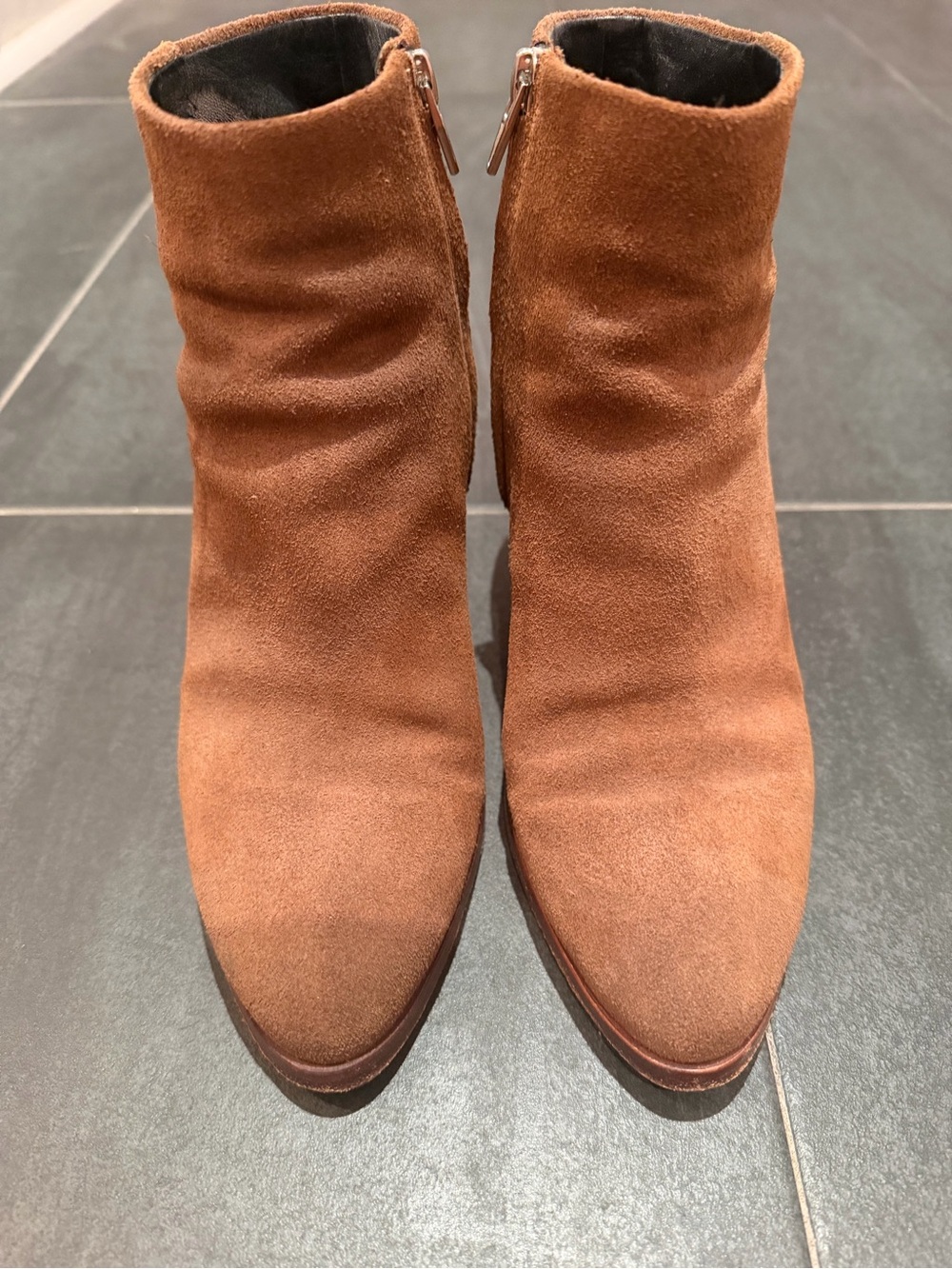 Alexander Wang Women's Suede Ankle Boots in Chestnut Brown size 37 1/2 - Picture 3 of 4